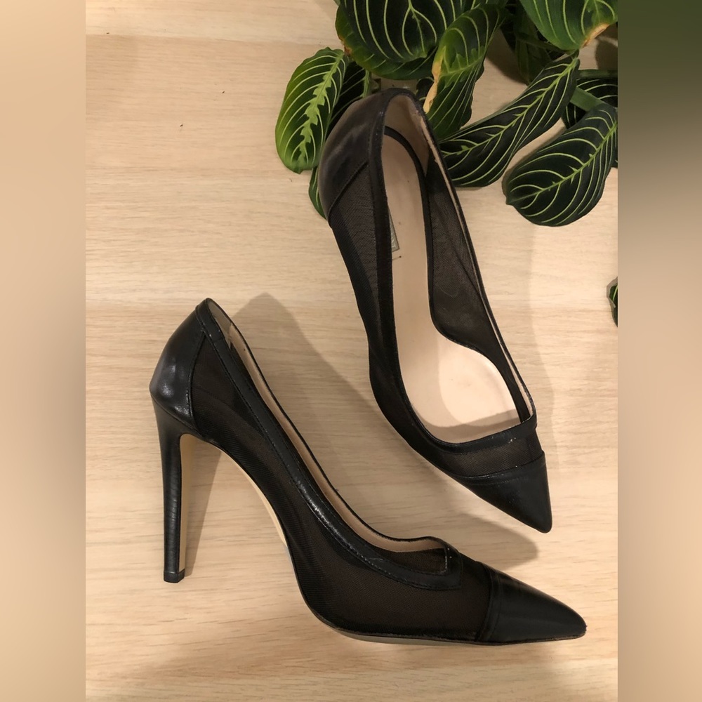 🖤 Giorgio Armani Black Leather & Mesh Stilettos | Made in Italy | Size 36.5 - Picture 6 of 8